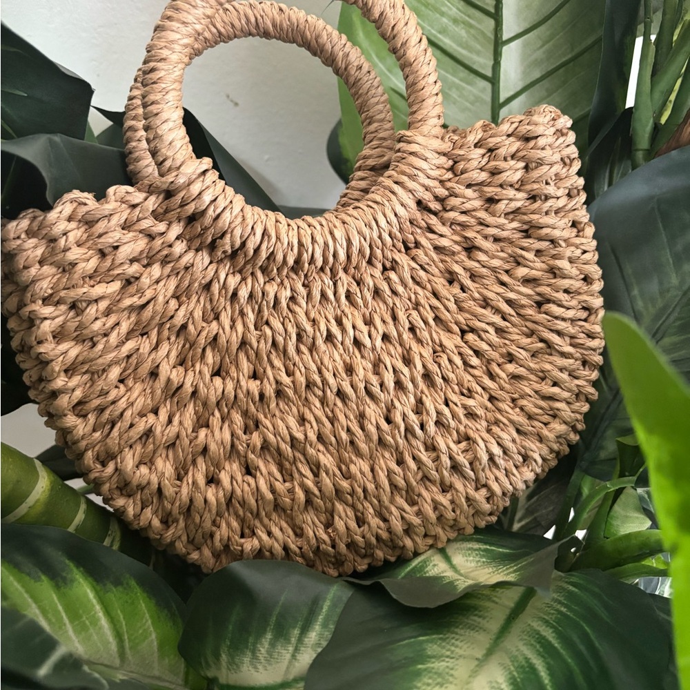 Woven Circle Handle Tote in Tan
